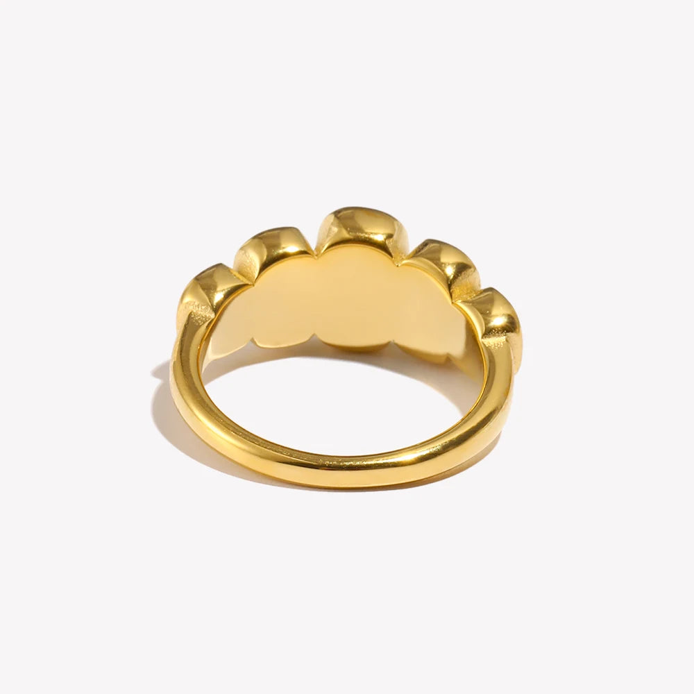 E.B.belle High Quality Geometric Clear Zircon Ring Classic Style18k Gold Plated Popular Jewelry Charm Hypoallergenic