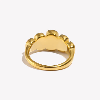 E.B.belle High Quality Geometric Clear Zircon Ring Classic Style18k Gold Plated Popular Jewelry Charm Hypoallergenic