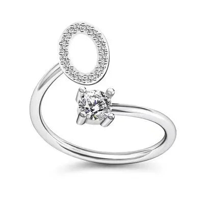 LATS Zircon Initial A-Z Letter Rings for Women Girl Adjustable Opening Ring Name Alphabet Female Wedding Fashion Jewelry Gift