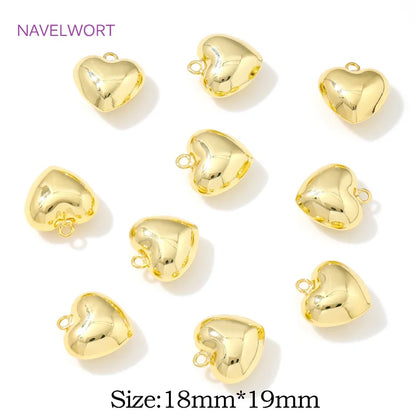 Pendants For Jewelry 18K Gold Plated Brass Heart Charms Pendants For Fashion Necklace Making Supplies DIY Jewelry Accessories