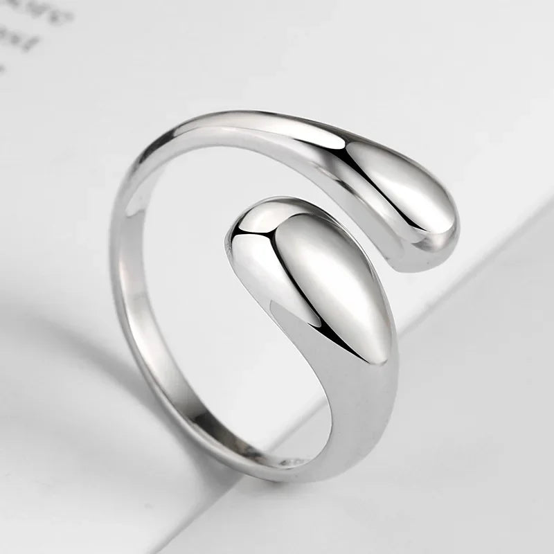 LATS New Fashion Designer Gold Silver Colour Water Drop Ring Woman Europe America Luxury Jewelry 2024 Trendy Accessories Gift