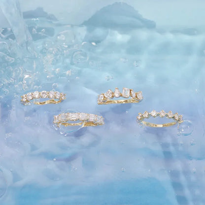 Simple Women's Ring Minimalist Gold Color Geometry Cubic Zirconia Stacking Rings Finger Accessories Female Jewelry Gifts R018