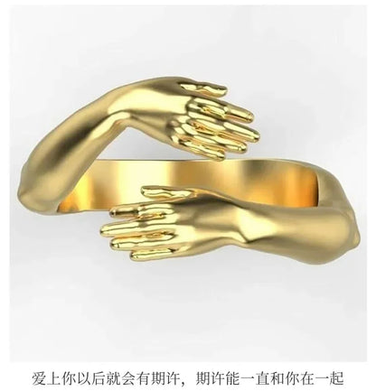 Rings 2025 Trend Jewelry Hands Hug Punk Personality Open Dropshipping Rings for Women Men