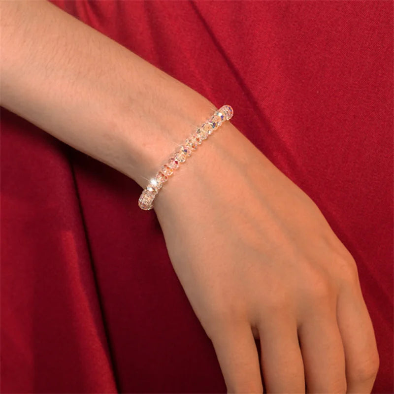 Shining Colorful Crystal Bead Bracelet for Women Fashion Handmade Adjustable Braid Rope Chain Bracelet Female Party Jewelry Gift