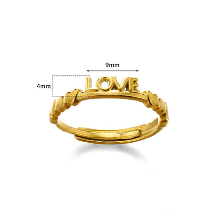 Stainless Steel Rings for Women Gold Color Couple Jewelry Aesthetic Accessorie Adjustable Punk Embossed Hollow Ring
