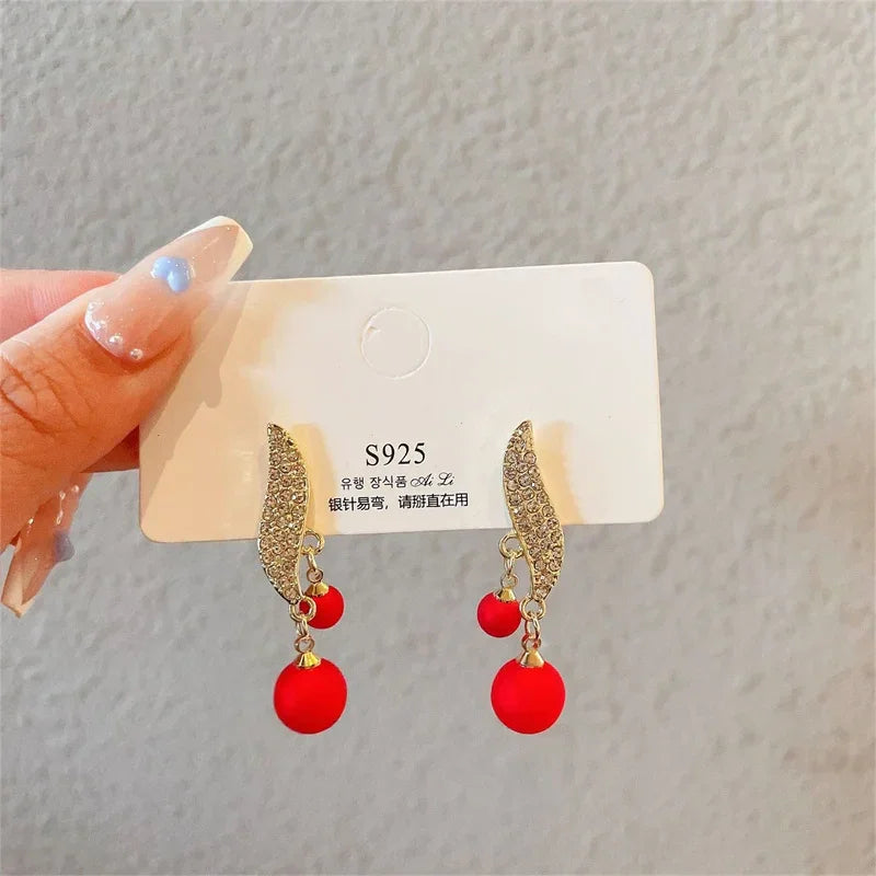 Elegant Lady's Pearl Pendant Earrings Korean Fashion Jewelry Party Student Girl's Simple Accessories Wedding Earrings For Woman