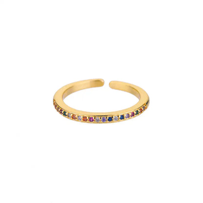 Mini Zircon Green Rings For Women Stainless Steel Gold Color Adjustable Finger Ring Engagement Wedding Christmas Jewelry Gift