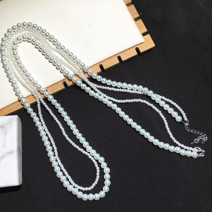 New Pearl Necklace Women Long Dress Accessories Double Layered Sweater Chain Light Luxury Necklace N1373