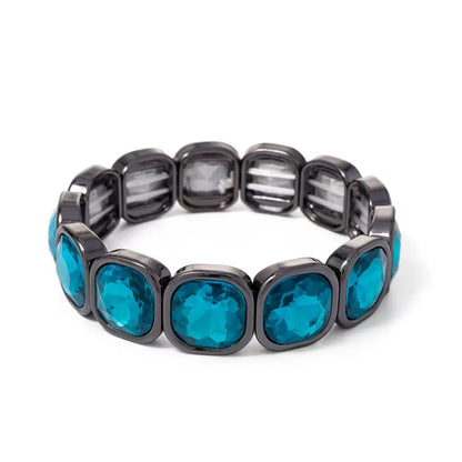 Boho Style Fashionable Light Luxury Square Beaded Inlaid Crystal Elastic Rope Bracelet Women's Jewelry