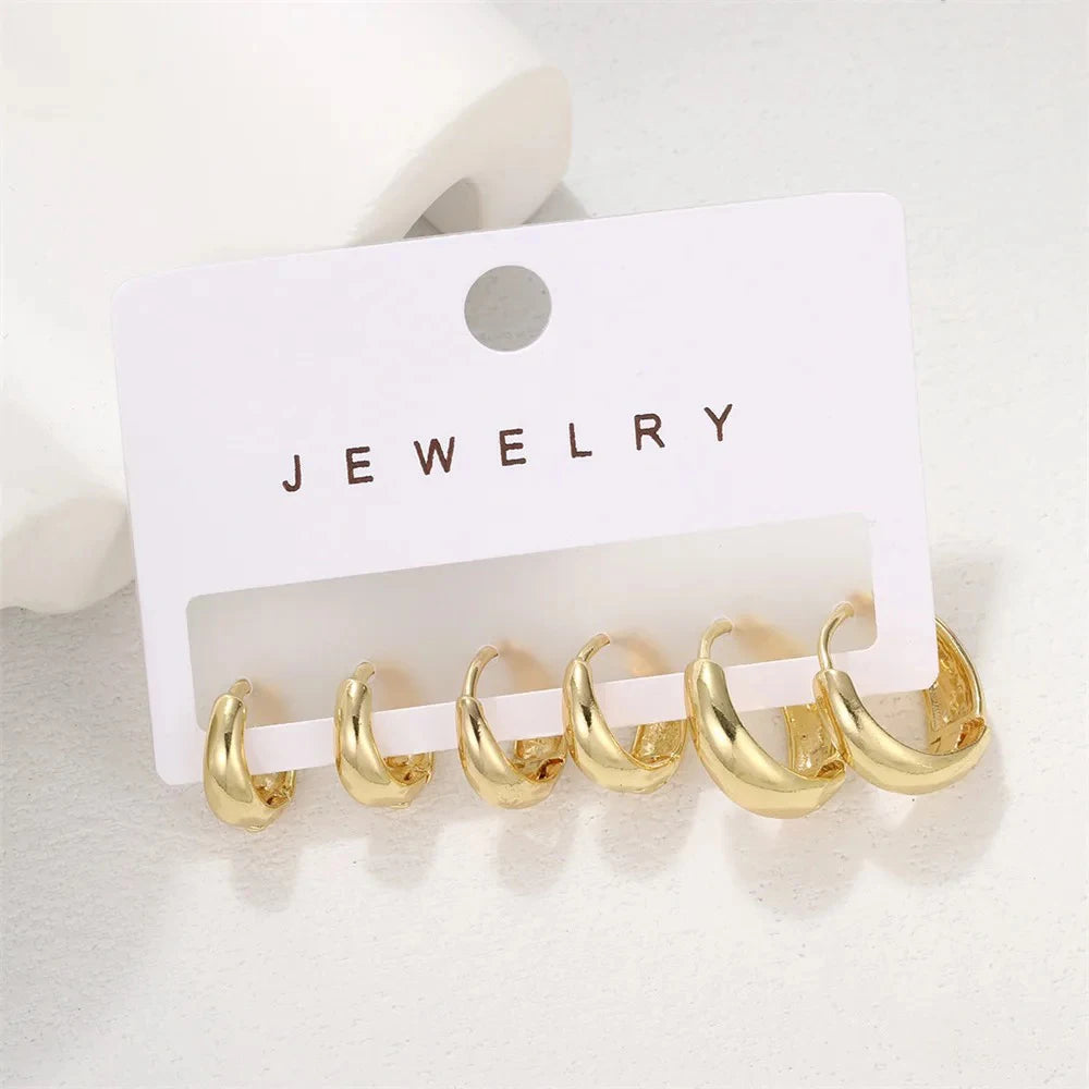 2pcs Stainless Steel Minimalist Huggie Hoop Earrings For Women Gold Color Tiny Round Circle 6/10/12mm Punk Unisex Rock Jewelry