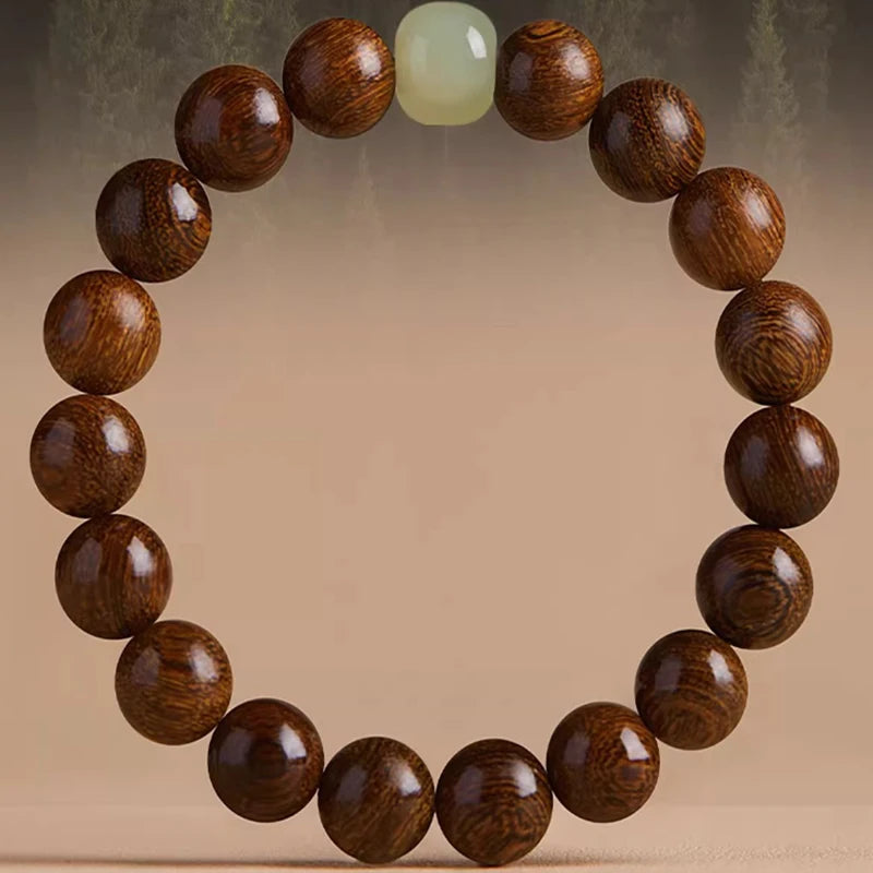 Classic 20mm Handmade Wood Carved Beaded Bracelet With Pendant For Men And Women Jewelry Gift
