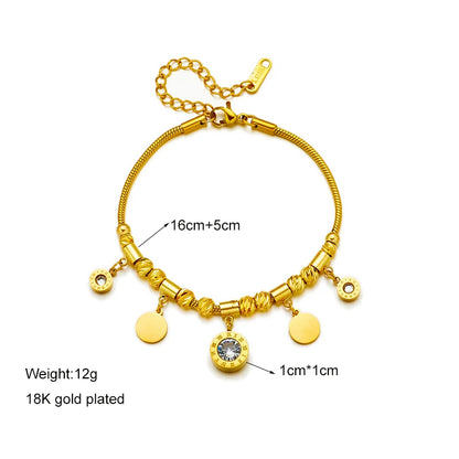 DIEYURO 316L Stainless Steel Roman Numerals White Zircon Charm Necklace Bracelets For Women New Trend Non-fading Jewelry Set