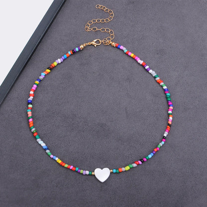 LATS Colorful Seed Beads Choker Nekklace for Women Girl New Love Heart Design Collar Fashion Jewelry Wholesale Dropshipping
