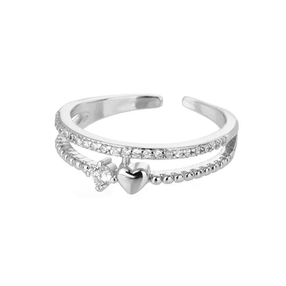 Zircon Round Rings For Women Punk Rock Chain Esthetics Open Adjusted Ring Accessories Finger Jewelry Dainty Gift Bijoux Femme