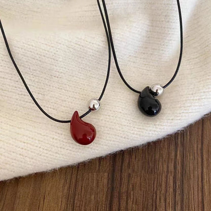 LATS Korean Simple Red Drop Pendant Necklace for Women Fashion Exquisite Style Sweater Chain Fashion Jewelry Accessories