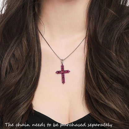 Pendant Rose Color Stone Cross Brand Fashion Trendy Jewelry Europe 925 Sterling Silver Gift For Woman