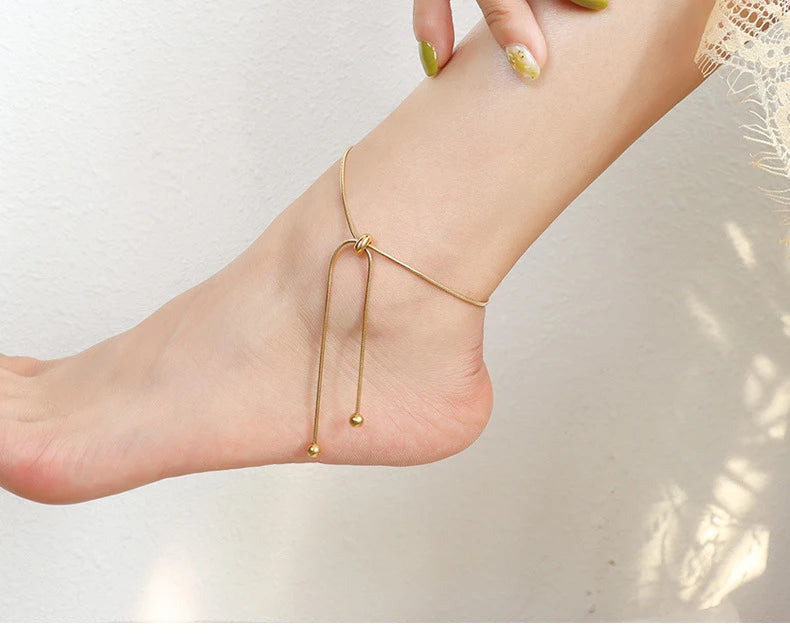 Anklets For Women Stainless Steel 18K Gold Plated High Quality No Tarnish Women's Ankle Bracelets Foot Chains Luxury Ankle Strap