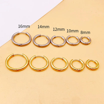 LATS 2024 New Simple Stainless Steel Small Hoop Earrings for Women Men 8mm To 20mm Round Cartilage Ear Piercing Fashion Jewelry