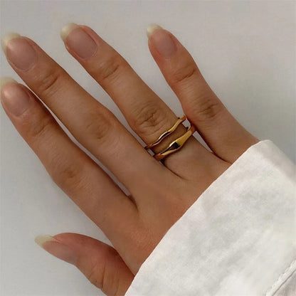 Stainless Steel Ring for Women Irregular Wave Rings Trendy Simple Geometric Handmade Couple Jewelry Wholesale Dropshipping