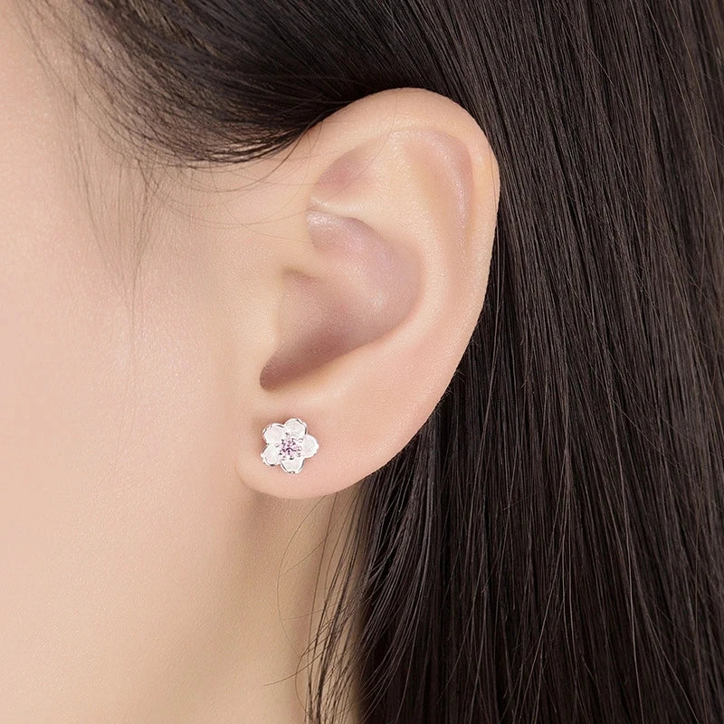 Elegant Cherry Blossom Princess Earrings for Women Personalized Asymmetrical Long Tassel Star Pearl Ear Stud Party Jewelry Gifts