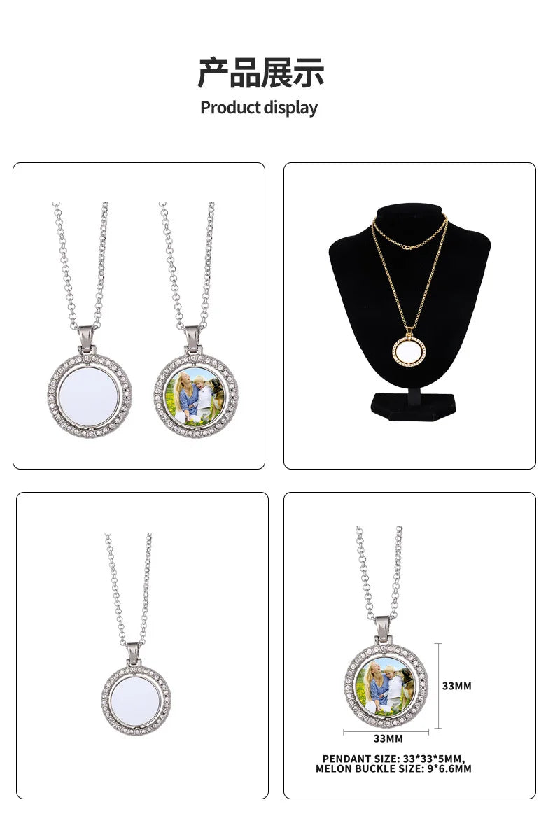 Custom Round Pendants Necklace Fashion Jewelry DIY Print Your Design Customize Birthday Anniversary Valentine's Day Gift
