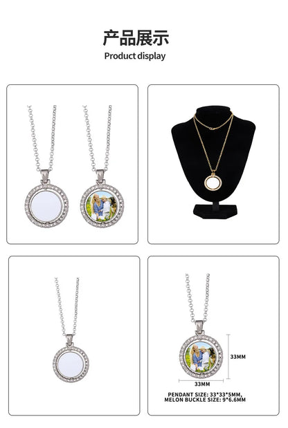 Custom Round Pendants Necklace Fashion Jewelry DIY Print Your Design Customize Birthday Anniversary Valentine's Day Gift