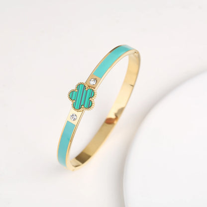 Fashionable New Design Stainless Steel Metal Gold Silver Five Leaf Flower Bracelet High Quality Women's Temperament Gift Clover