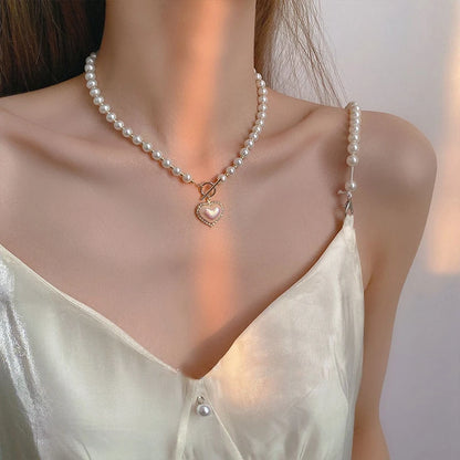 Necklace For Women Cute Simple Girls Animal Cat Sweet Heart Butterfly Pearl Embroidery Flowers Fashion