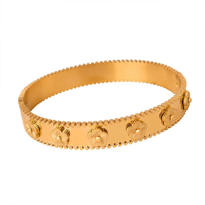 Fashionable New Design Stainless Steel Metal Gold Silver Five Leaf Flower Bracelet High Quality Women's Temperament Gift Clover