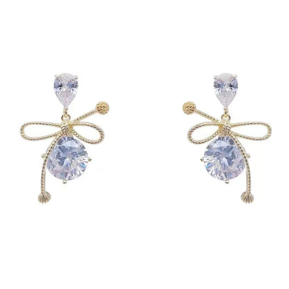 2023 New Fashion Trend Unique Design Elegant Delicate Zircon Water Drop Earrings Women Jewelry Party Premium Gift Wholesale