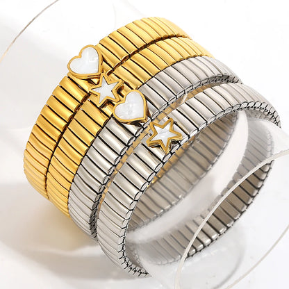 Greatera Elastic Love Ring Bangle For Women Men Fashion Multiple Stainless Steel Star Pattern Charm Watch Strap Bracelet Jewelry