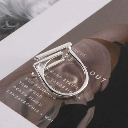 Irregular Elegant Women Cool Trendy Geometric Hollow Ring Rectangular Open Ring Finger Rings