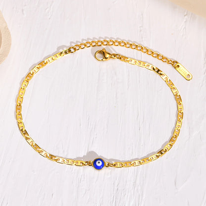 Anklets for Men, Turkey Evil Blue Eye Anklet. Stainless Steel Flat Mariner Link Ancho Chain Bracelet Anklet, Women Jewelry