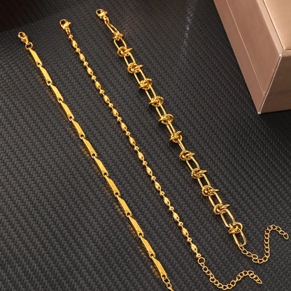 Stainless Steel Bracelet 3 Pieces Popular Creative Knotted Rhombic Chain Fine Bracelet For Women Jewelry Unusual Gift New Senior