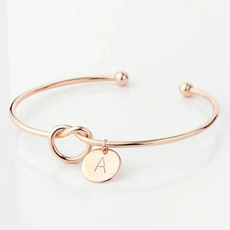 Trendy Initial Coin Charm Bangle for Women Men Lover Wife Stainless Steel Letter Cuff Bracelet Couple Jewelry Dropshipping