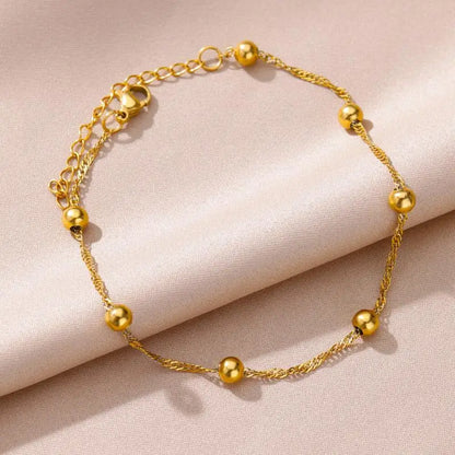 Anklets for Women Stainless Steel Stone Beaded Chain Anklet Summer Beach Accessories Boho Leg Bracelets Jewelry Tobilleras Mujer
