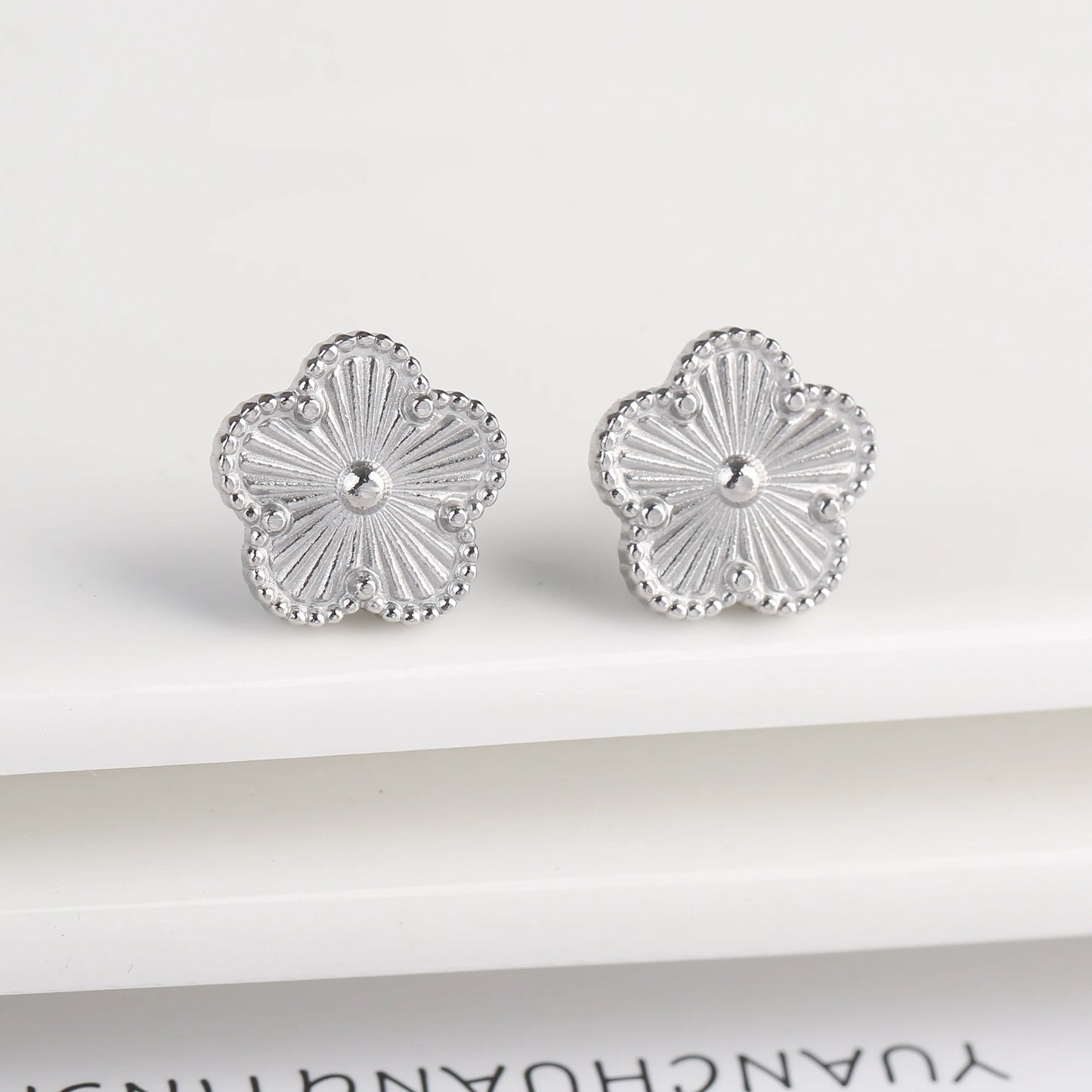 INS Hot Sale Stainless Steel Five Laef Flower Clover Bracelet Jewelry Set Necklace Earrings For Woman Daily Wear Brand Jewelry