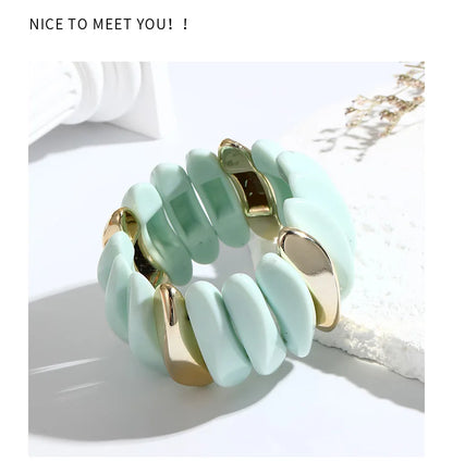 Wedding Wide Bracelet for Girls Charm Resin Bracelets Bangles For Women Luxury High Quality Fashion Jewelry Elastic Party Gifts