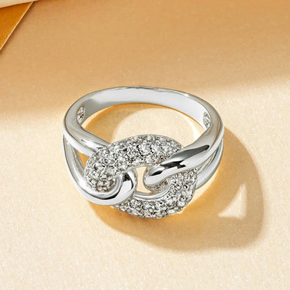 Rrjzz AAAAA CZ Simulated Diamond Unique Ring Luxury 14k Gold Plated Twist Band Design Rings for Women Men Fine Jewelry Gifts