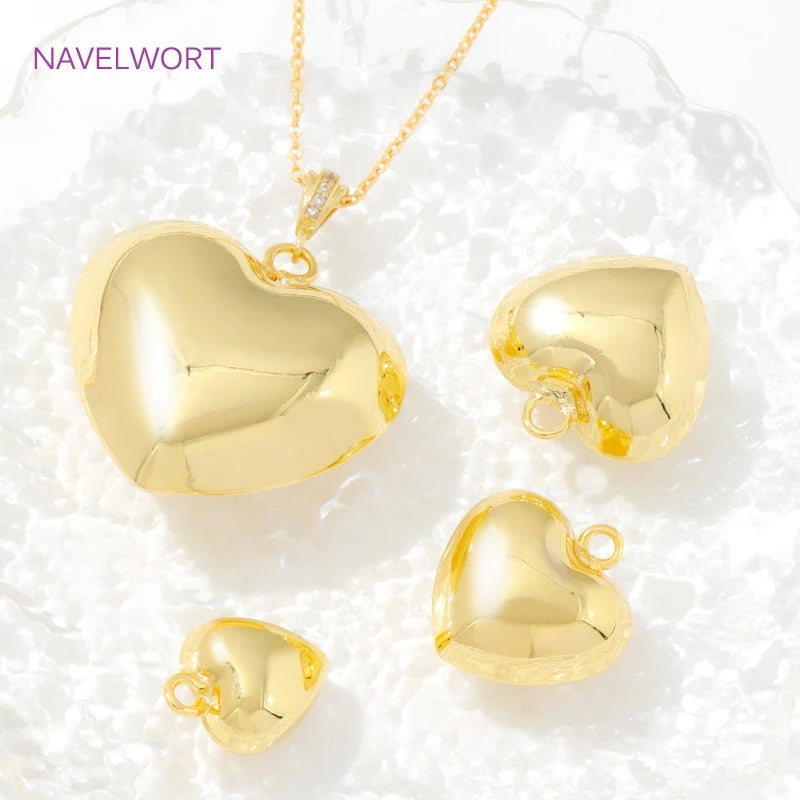 Pendants For Jewelry 18K Gold Plated Brass Heart Charms Pendants For Fashion Necklace Making Supplies DIY Jewelry Accessories