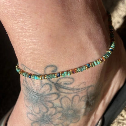 Natural Stone Beaded Anklets for Women Handmade Beach Boho Turquoise Beads Ankle Bracelet Jewelry Gift for Her
