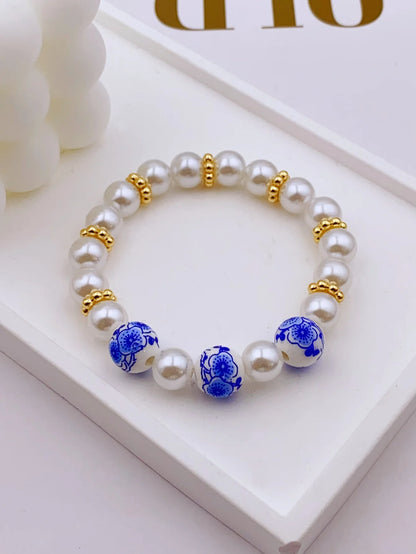 Elegant Ceramic Bracelet with Acrylic Beads and Pearls Handmade for Women's Daily Wear bracelet for women
