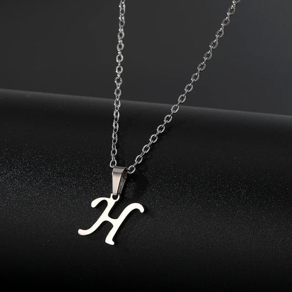 Stainless Steel English Alphabet 26 A-Z Letter Necklace Pendant Women Men Capital Initial Name Necklace Birthday Gift