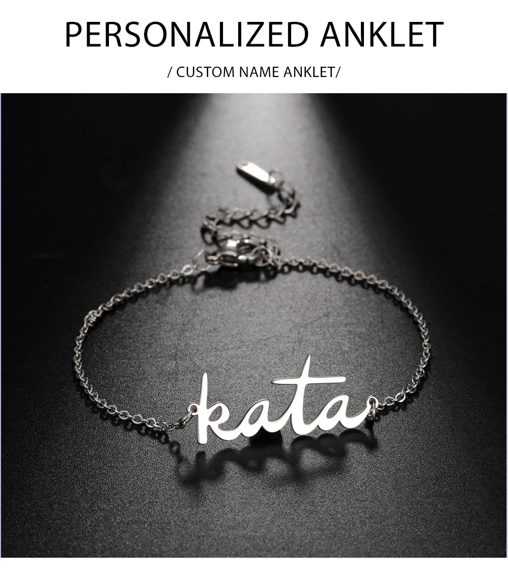Lemegeton Customized Name Anklets for Women Men Personalized Foot Anklet Stainless Steel Chain Anklet Beach Summer Jewelry Gifts