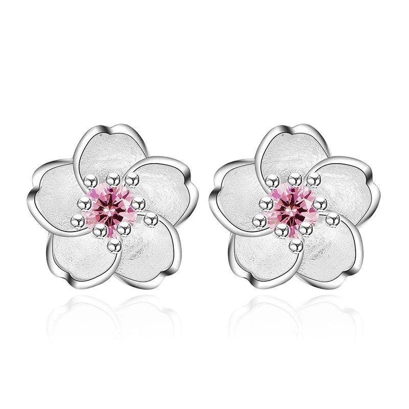 Elegant Cherry Blossom Princess Earrings for Women Personalized Asymmetrical Long Tassel Star Pearl Ear Stud Party Jewelry Gifts