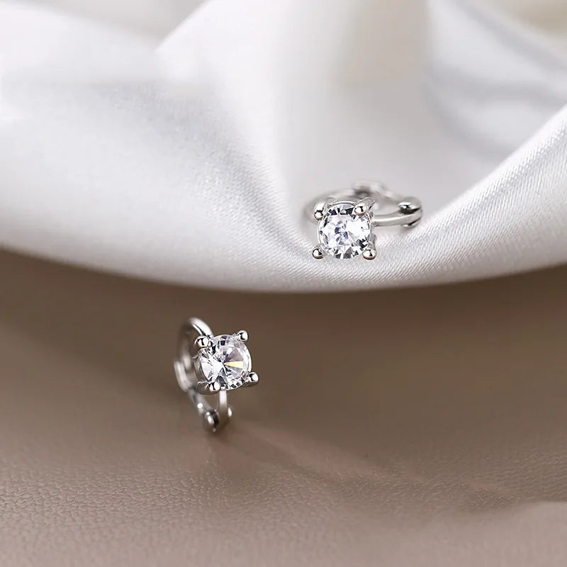 2PC Stainless Steel Little Huggies Hoop Earrings For Women Tiny Crystal Zirconia Pendant Cartilage Earrings Piercing Jewelry
