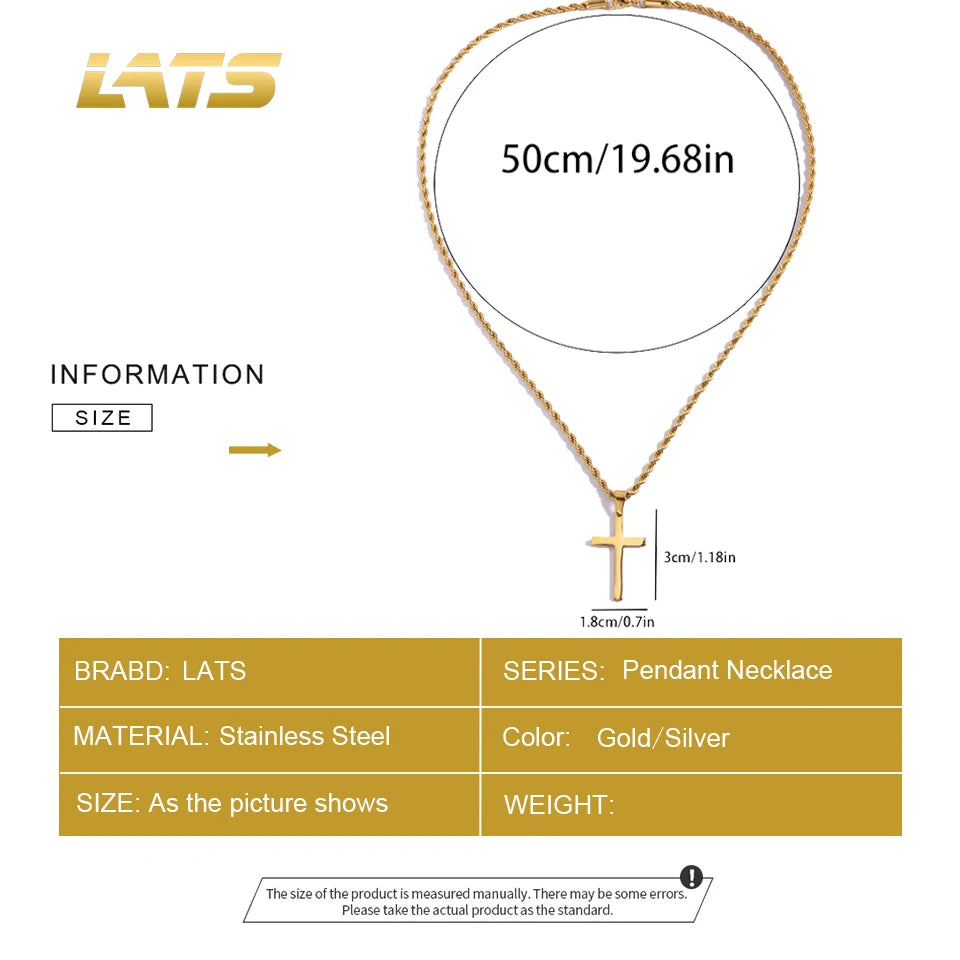 New Stainless Steel Cross Pendant Necklace for Men Women Minimalist Gold Color Jewelry Male Female Necklaces Chokers Gifts 2024