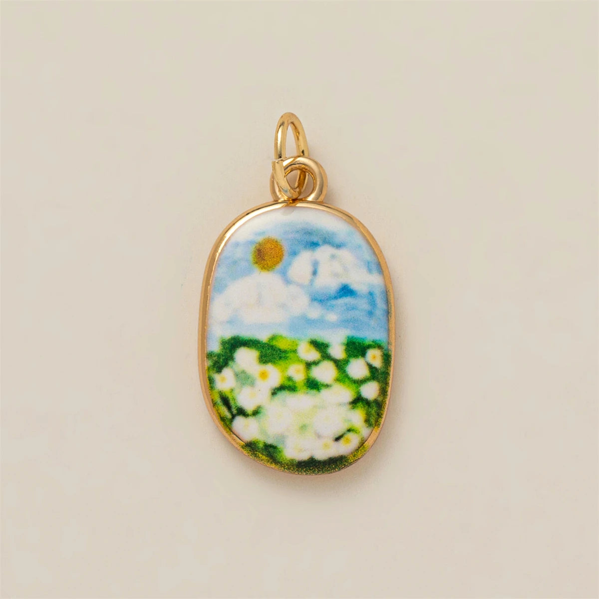 Colorful dopamine pendant with oil droplets, strawberry, crab, heart, shell pattern, color preservation