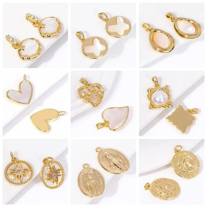 Pendants For Necklace Accessories 18K Gold Plated Brass Inlaid Zircon Moon/Star Charm Pendant DIY Jewelry Making Supplies