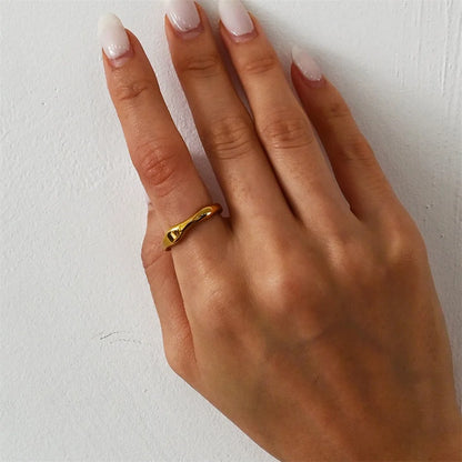 Stainless Steel Ring for Women Irregular Wave Rings Trendy Simple Geometric Handmade Couple Jewelry Wholesale Dropshipping